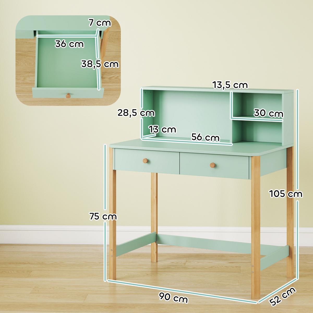 KINDERTISCH MDF Kiefernholz Grün - Naturfarben/Grün, Holz/Holzwerkstoff (52/105/90cm) - AIYAPLAY
