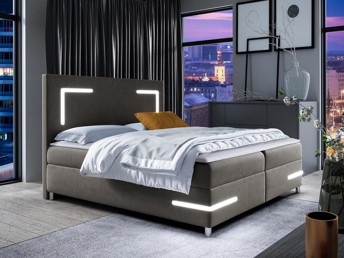 BOXBETT Delos LED - H3 - Dunkelgrau, Holz (160/200cm) - MIRJAN24