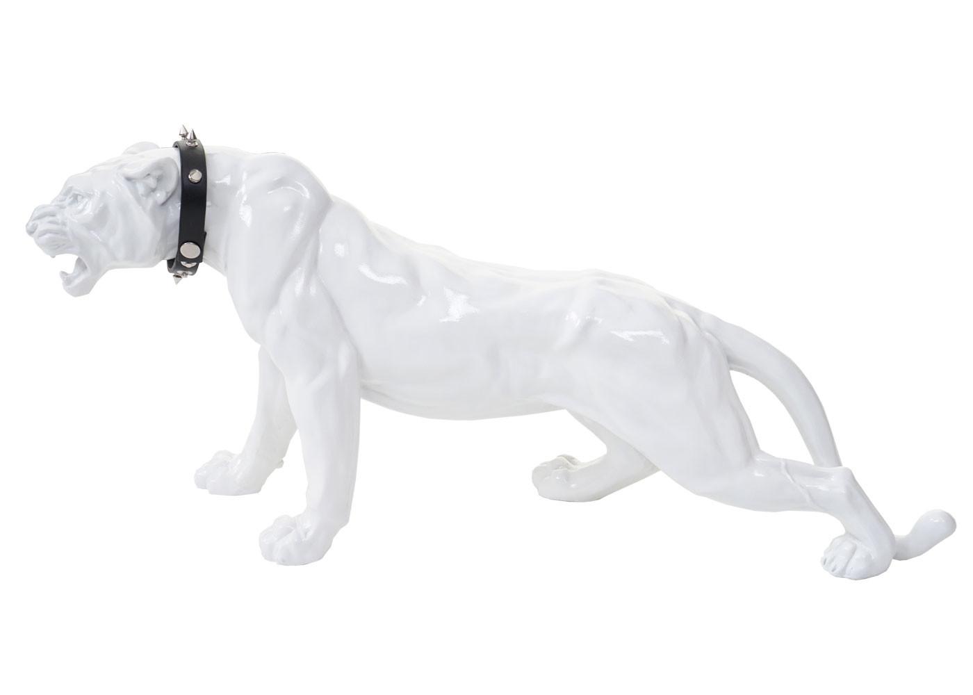 DEKO FIGUR PANTHER MIT HALSBAND Hochganz Reinweiß - Weiß Hochglanz, Stein (18/28/59cm) - MCW