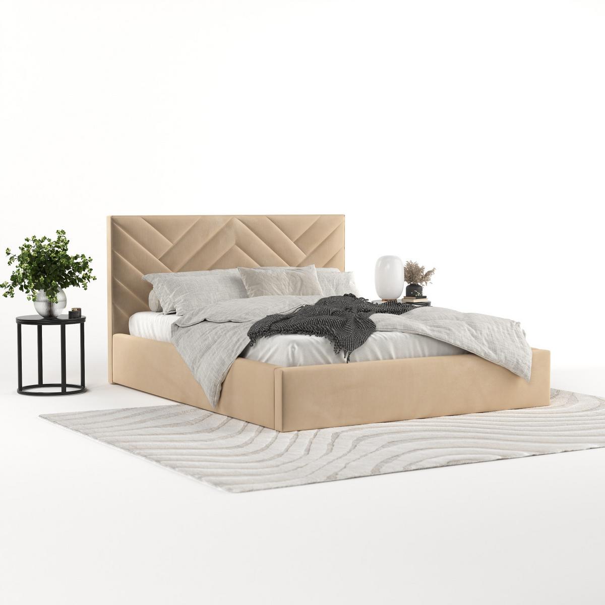 POLSTERBETT Arco 140/200 cm Beige im Kronos Stoff - Beige/Schwarz, Holz/Holzwerkstoff (140/200cm) - AltaBeds