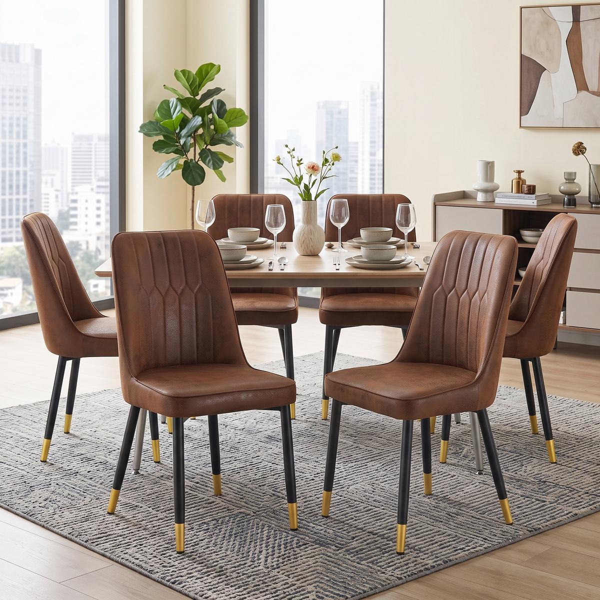 ESSZIMMERSTUHL 2er set stoff tech gepolstert metallbeine - Braun, Textil (43/89/41.5cm) - Urban Meuble