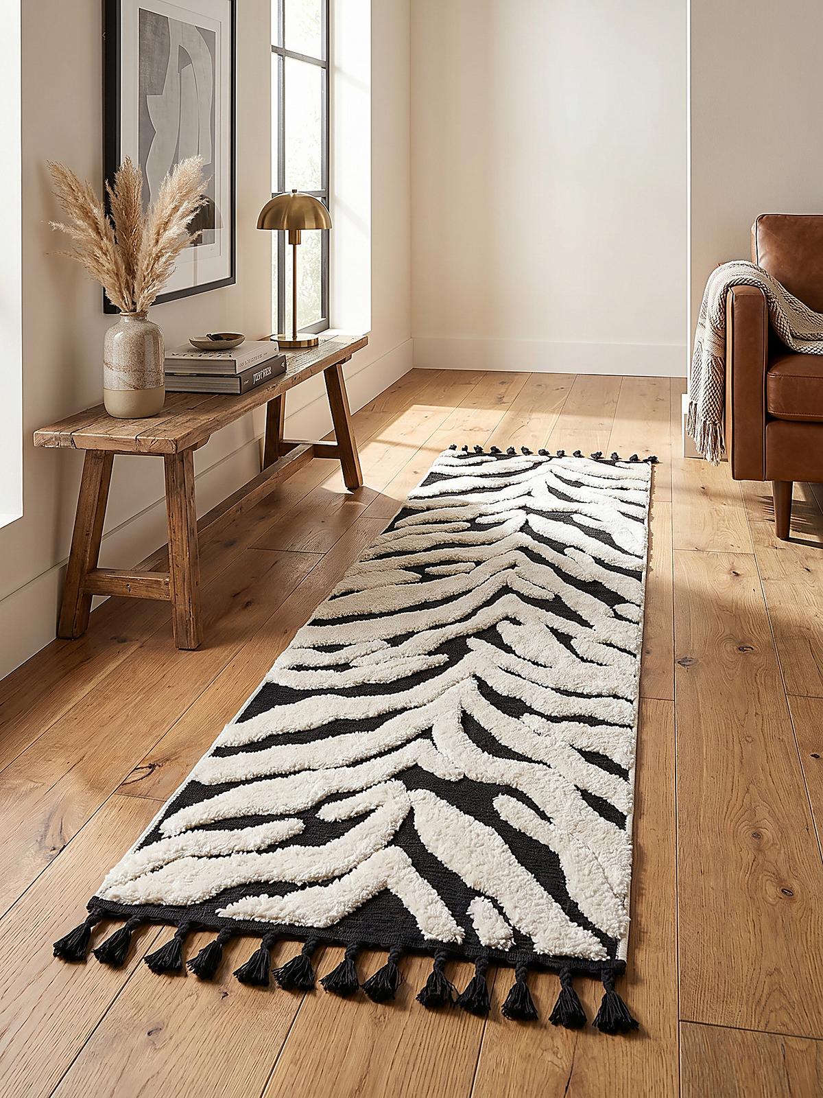 HOCHFLORTEPPICH mit Fransen MARA, mit Tier-Motiv, Beige, 80 x 300 cm - Beige, Textil (300/80cm) - KADIMA DESIGN