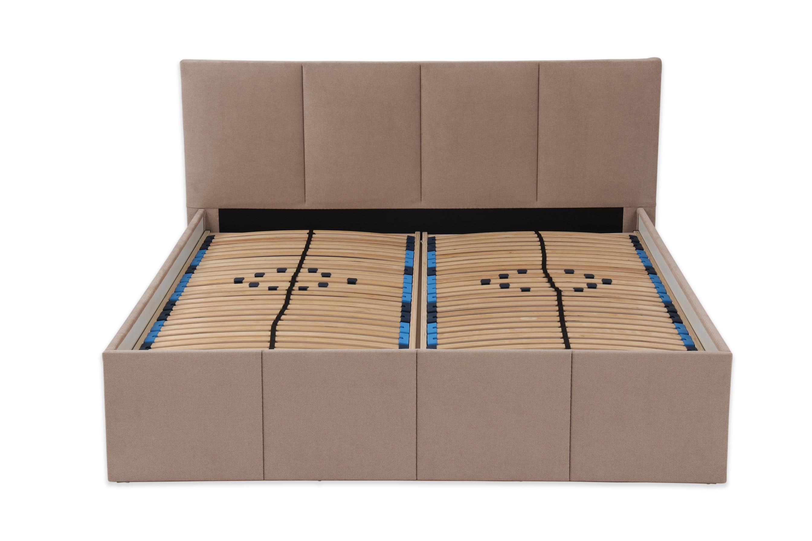 POLSTERBETT Dalas Sahara 180 x 200 x 40 cm Stauraum Mit hochwertiger Matratze H2 (bis 100 kg) und Lattenrost - Sahara, Holz (180/200cm) - Halmon Schlafkomfort Betten 