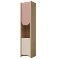 BÜCHERREGAL Lena mit 2 Türen und offenem Fach, 43 cm, für Jugendliche, Eiche Cremona/Macadamia/Puderrosa, Rechts - Eichefarben/Beige, Holzwerkstoff (43/198/40cm) - Beautysofa
