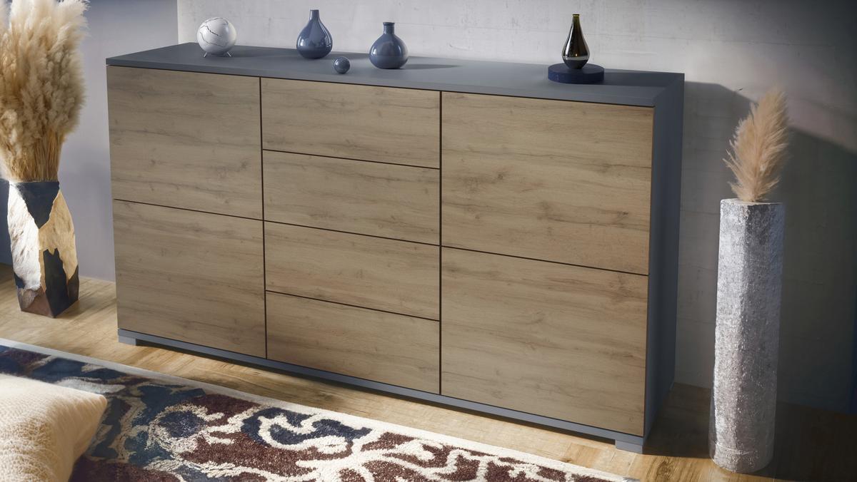 SIDEBOARD Rova Eiche Evoke - Braun, Holzwerkstoff (138.5/75.5/35cm) - Vladon