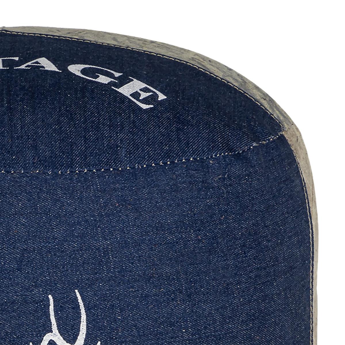 SITZPOUF rund 35x43cm Natur/Blau aus Segeltuch/Jeans Baumwolle Füllung - Naturfarben, Textil (35/43/35cm) - WOMO-DESIGN