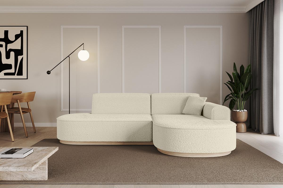ECKSOFA Ottomane Rechts MARI-L1-v1 - 243x171x83 cm Beige Bouclé - Beige, Holzwerkstoff/Textil (171/243cm) - ALTDECOR