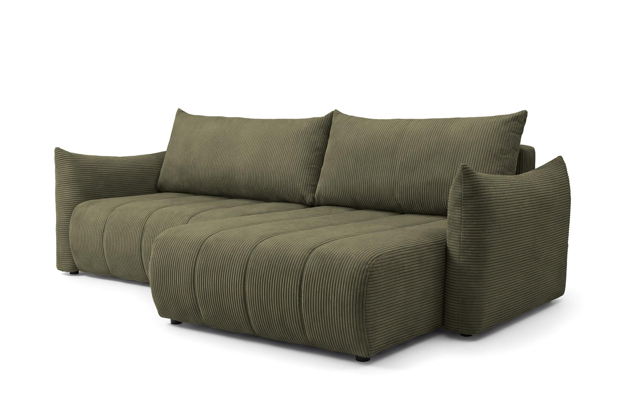 ECKSOFA Ontario Mit Schlaffunktion - Olivgrün, Holzwerkstoff/Textil (260/154cm) - Fun Möbel