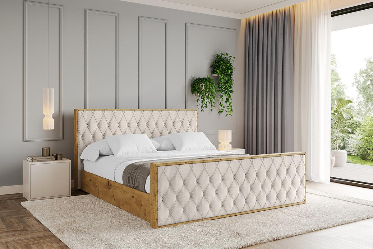 POLSTERBETT mit Bettkasten, Fußteil und Lattenrost, Boxbett ohne Matratze - ENZO5-Z 140x200 Beige - Beige, Holzwerkstoff/Textil (140/200cm) - ALTDECOR