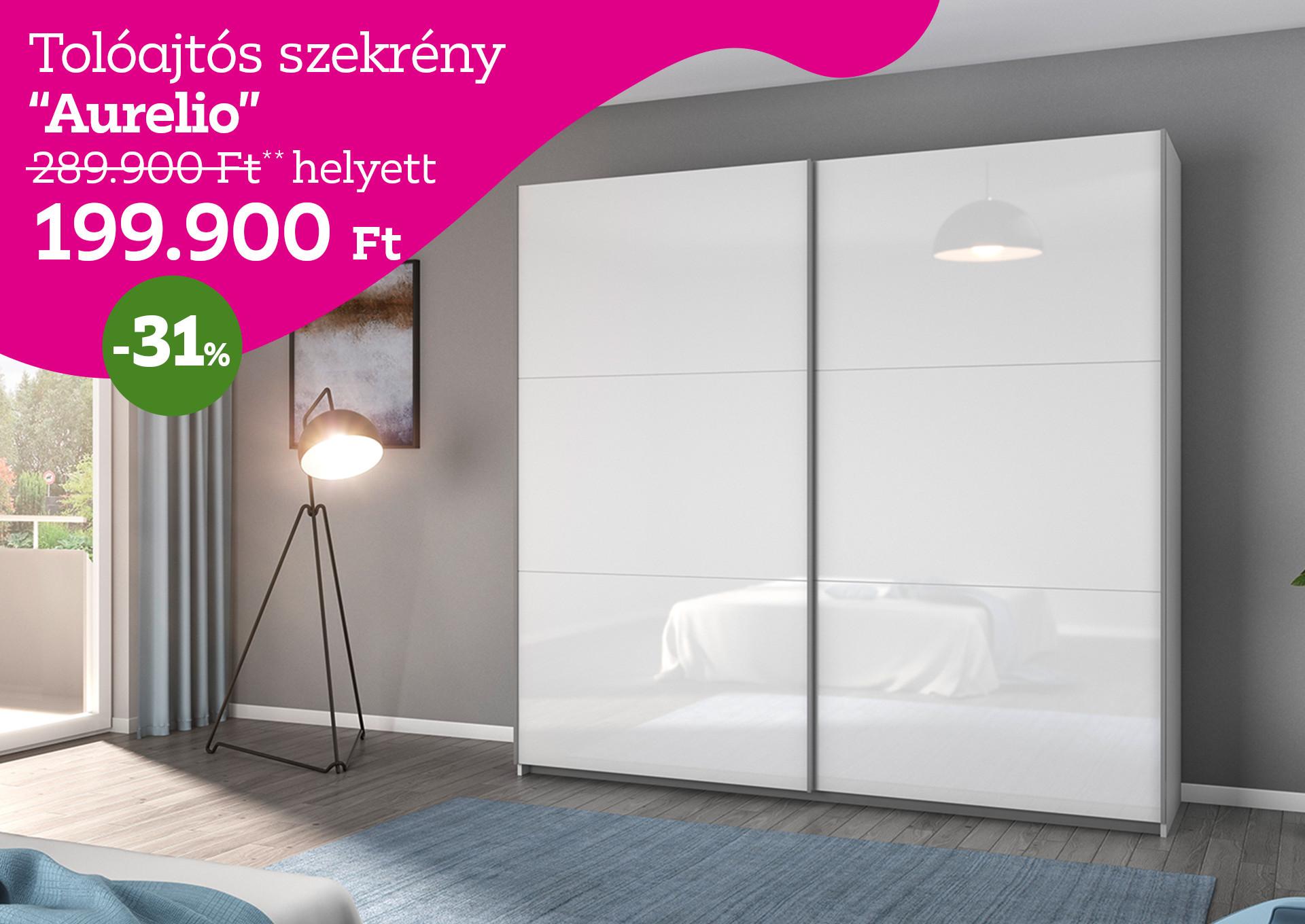 Tolóajtós szekrény AURELIO 289900 Forint helyett 199900 Forint kedvezmény mértéke 31%