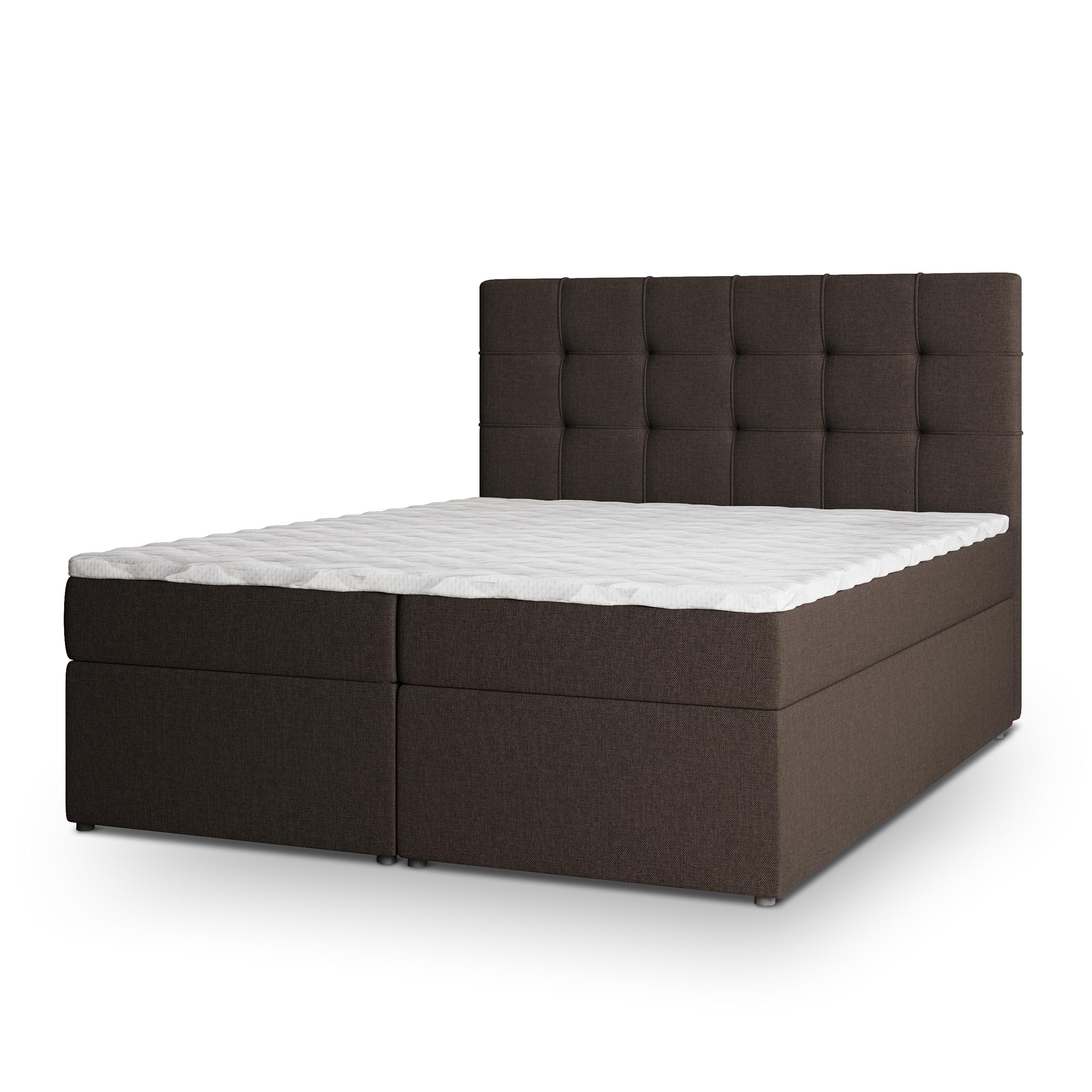 BOXBETT PALMA 140x200 cm mit Matratze und Topper - Braun - Braun, Holz (140/200cm) - MASSENO
