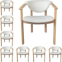 ESSZIMMERSTUHL KALLA 8er Set in Creme Bouclé, massives Buchenholz 58/60/74 cm - Hellbraun/Creme, Holz/Textil (58/72/47cm) - WFL GROUP