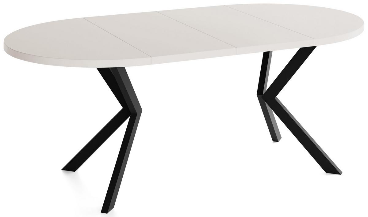 ESSTISCH Valeo runder ausziehbarer, Kaschmir Beige Grau 120-200/120/76 cm - Kaschmir/Beige, Holzwerkstoff/Metall (120/200/76cm) - WFL GROUP
