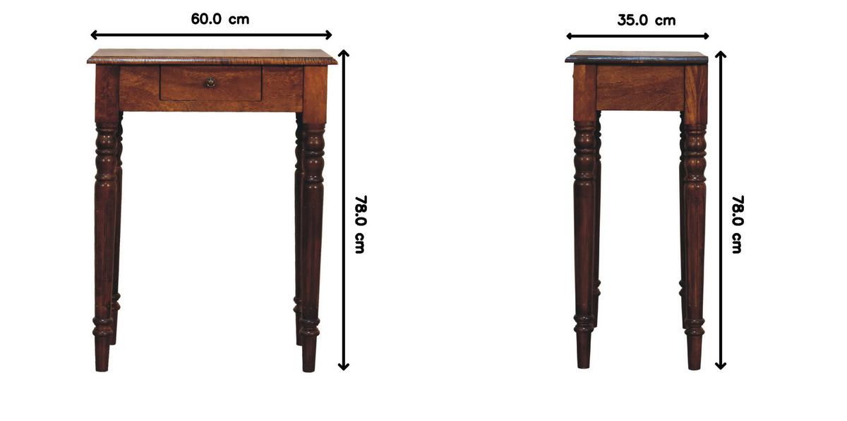 SCHREIBTISCH 1 Schublade, Gedrechselte Beine, Braun - Kastanienfarben/Messingfarben, Holz/Metall (35/60/78cm) - Artisan Furniture