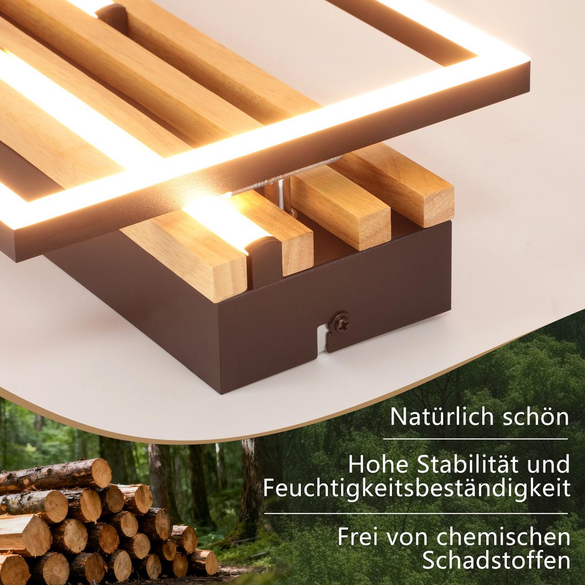 LED DECKENLEUCHTE Kaelis 38/21/6.8 cm - Schwarz, Holz/Metall (38/21/6.8cm) - ZMH