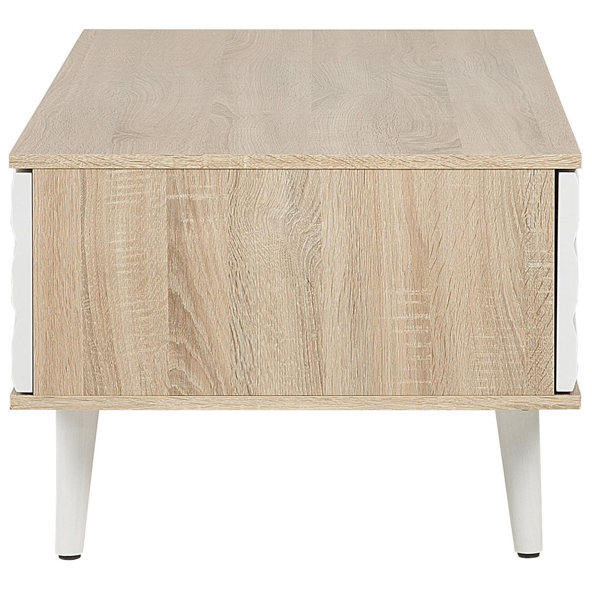 COUCHTISCH heller Holzfarbton/weiß rechteckig 60/120 cm Swansea - Hellbraun/Weiß, Holzwerkstoff (60/120/46cm) - Beliani