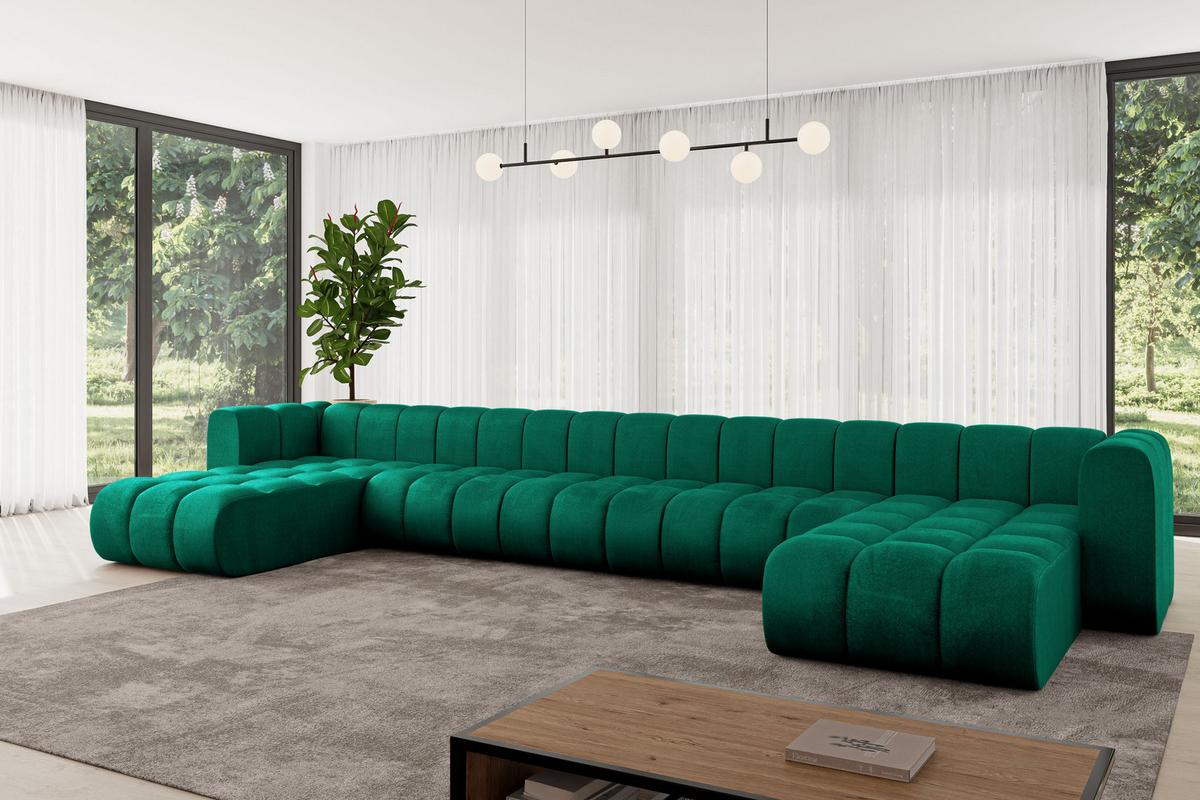WOHNLANDSCHAFT modulares Sofa Joren-U3 - 501x177x70 cm Grün - Dunkelgrün, Holzwerkstoff/Textil (501/70/177cm) - ALTDECOR