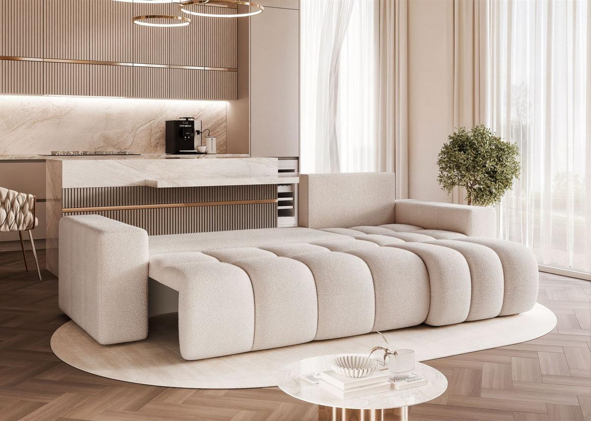 ECKSOFA Anabel Mit Schlaffunktion - Creme, Holzwerkstoff/Textil (145/248cm) - Fun Möbel