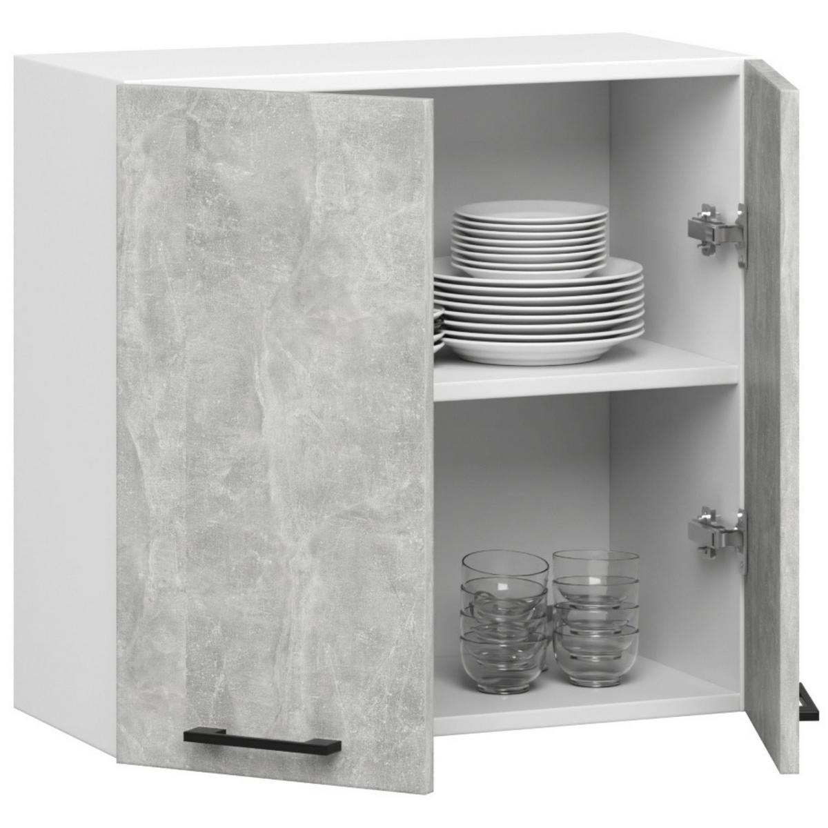 HÄNGESCHRANK Weiß, Beton 58/60/30 - Hellgrau/Weiß, Holzwerkstoff (60/58/30cm) - RAUMHIRSCH FURNITURE