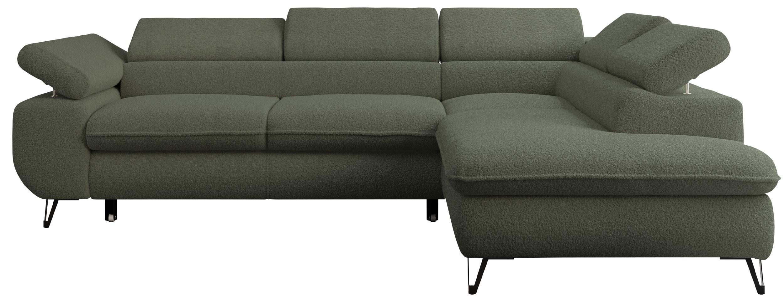 ECKSOFA PETER L Grün Boucle - Rechts Seite - Schwarz/Grün, Textil/Metall (273/208cm) - MKS