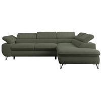 ECKSOFA PETER L Grün Boucle - Rechts Seite - Schwarz/Grün, Textil/Metall (273/208cm) - MKS