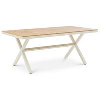 GARTENTISCH ISOLA weiß/natur - Weiß/Naturfarben, Kunststoff/Metall (100/180/76cm) - IDIMEX