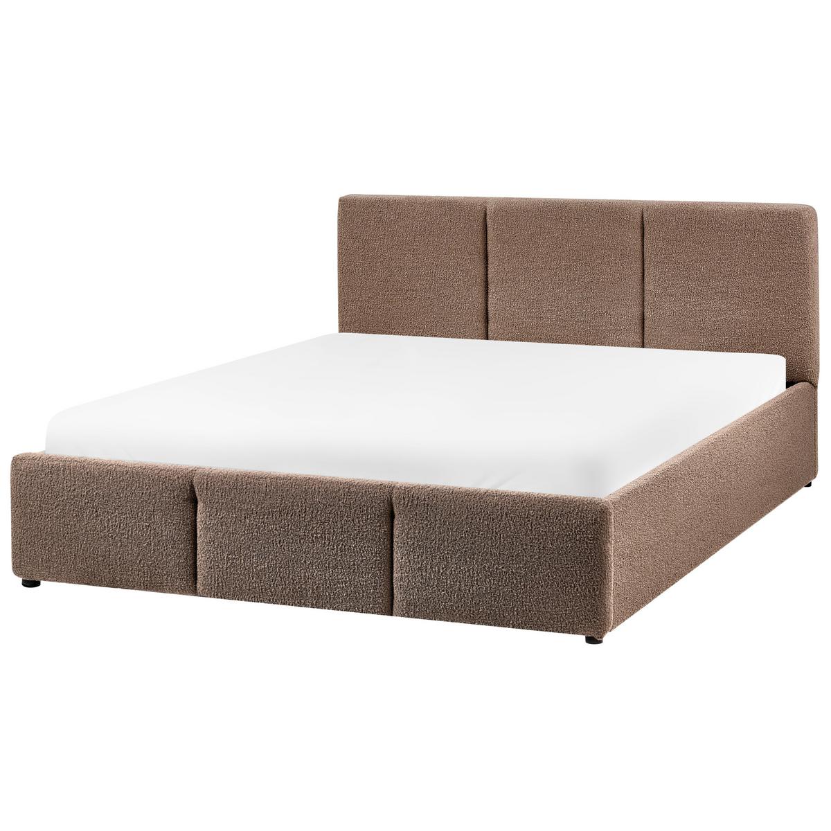 BETT mit Stauraum 140/200 cm Bouclé Taupe Bousse - Taupe, Textil (140/200cm) - Beliani