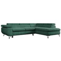 ECKSOFA PEDRO L Grün Struktur - Rechts Seite - Schwarz/Grün, Textil/Metall (273/208cm) - MKS