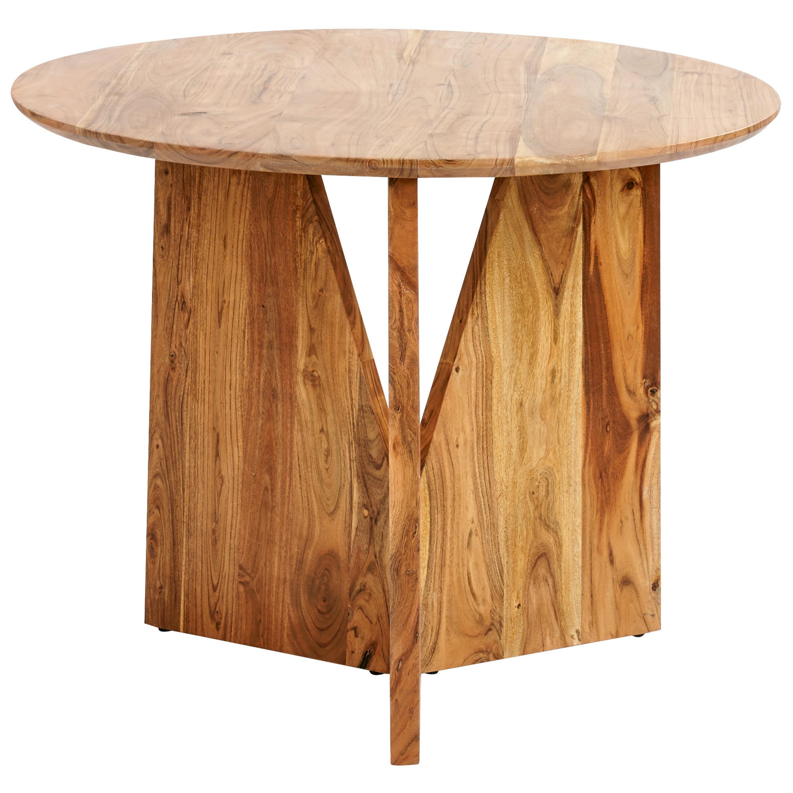 ESSTISCH Akazienholz hellbraun rund 100 cm Arran - Hellbraun, Holz (100/100/79cm) - Beliani