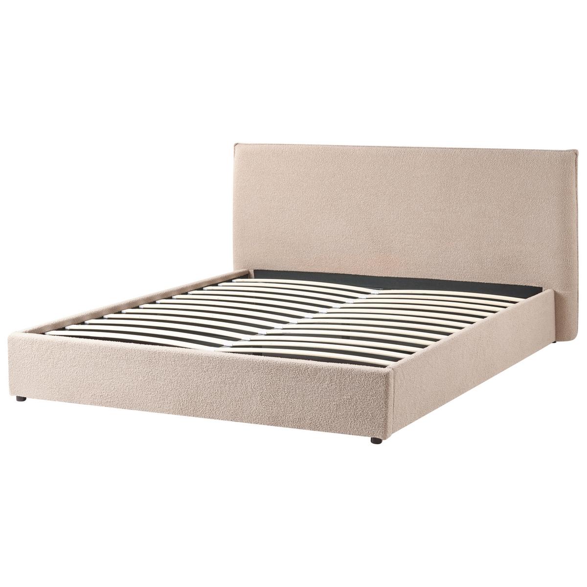 BETT mit Stauraum 180/200 cm Bouclé Taupe Lavaur - Taupe, Textil (180/200cm) - Beliani
