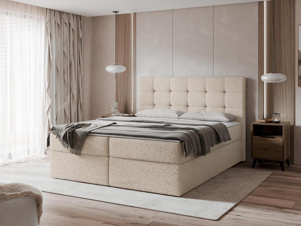 BOXBETT Luanda Boucle - H3 - Beige, Holzwerkstoff/Textil (160/200cm) - MIRJAN24