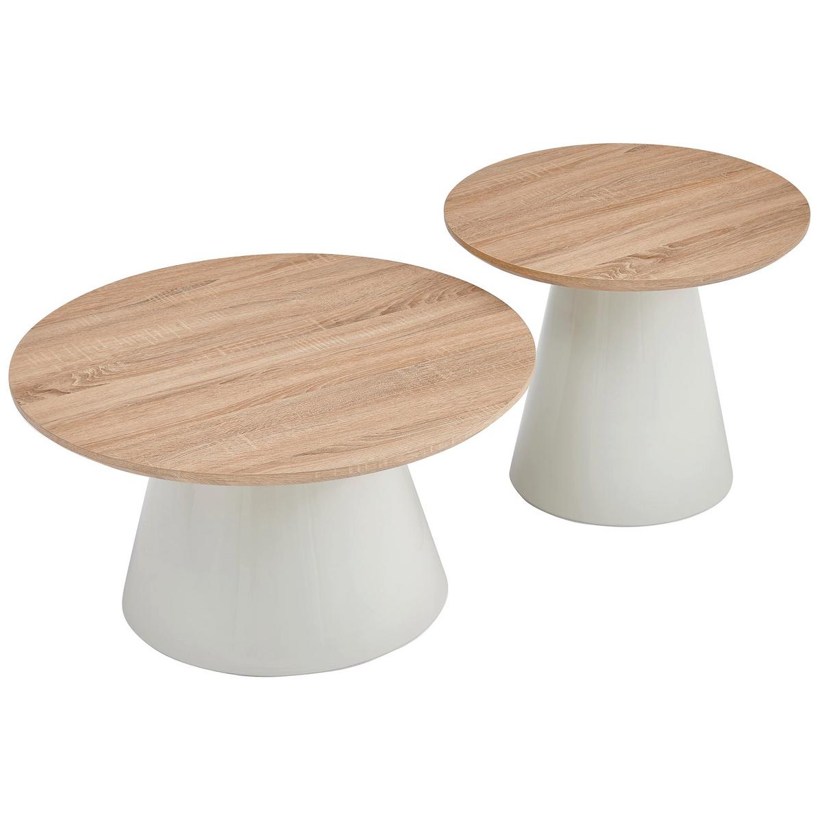 COUCHTISCH-SET Lunnea 80 cm - Eichefarben/Creme, Holzwerkstoff/Metall (80/80/42cm) - Selsey