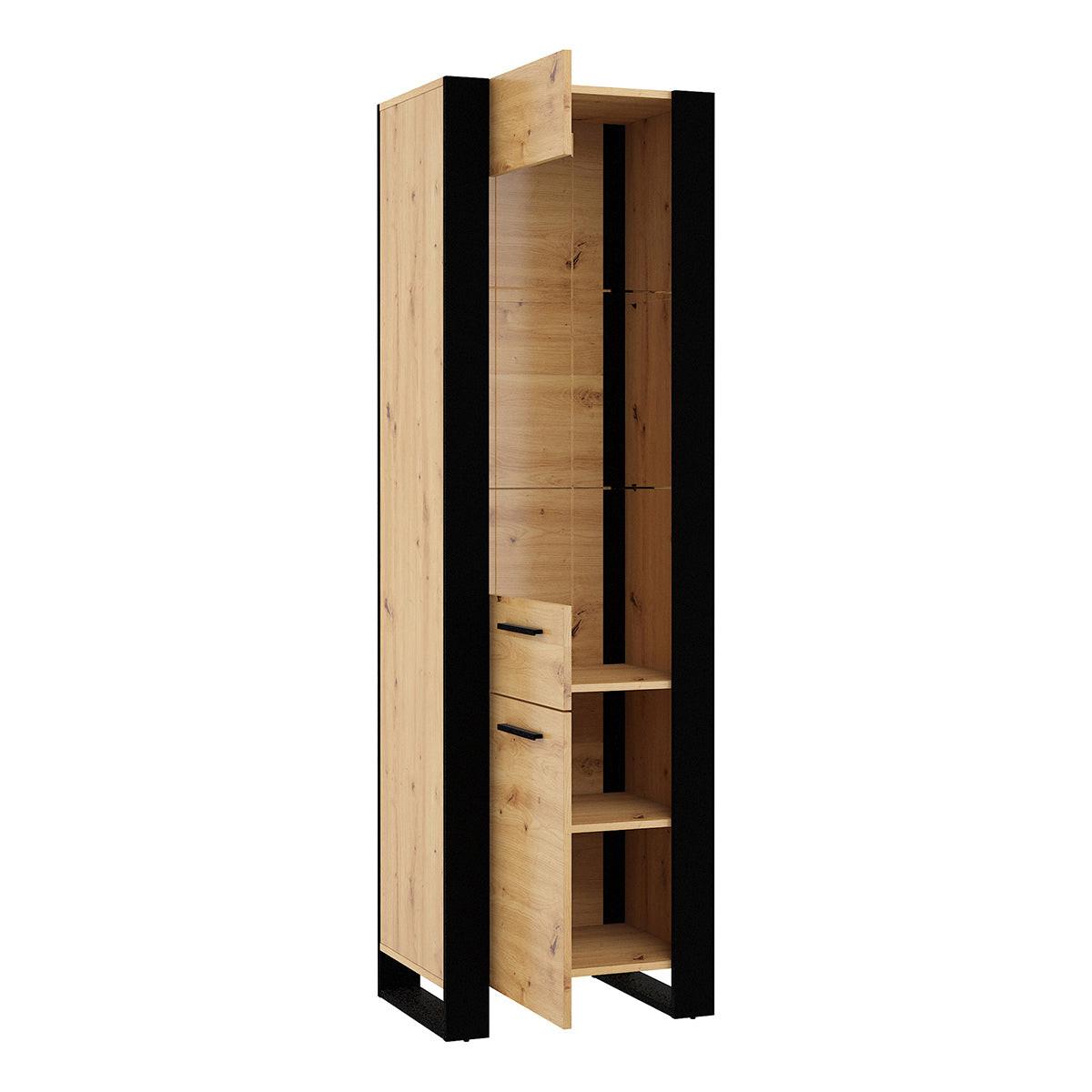 VITRINE Nouka Holz und Schwarz - Braun, Holzwerkstoff (58/188/45cm) - Petits-meubles