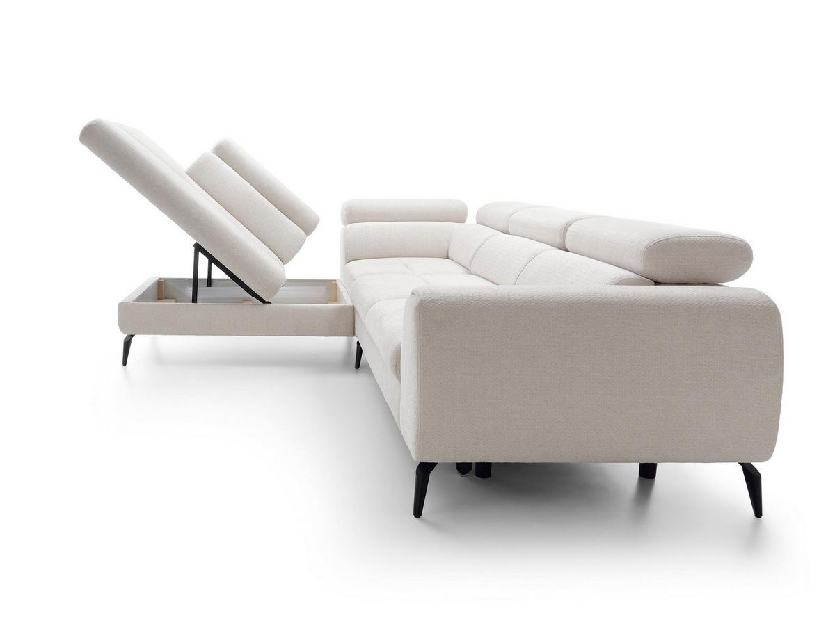 ECKSOFA NOTE Creme Chenille mit Schlaffunktion - Creme, Holz (271/216cm) - MASSENO