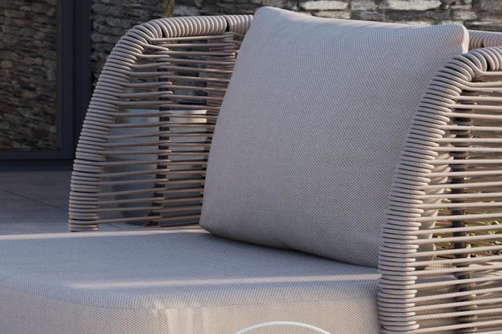 Loungegarnitur dunkelgraues Kunststoffgeflecht Beinform Flachrohr Hellgrau Kissen Outdoorstoff quick dry foam