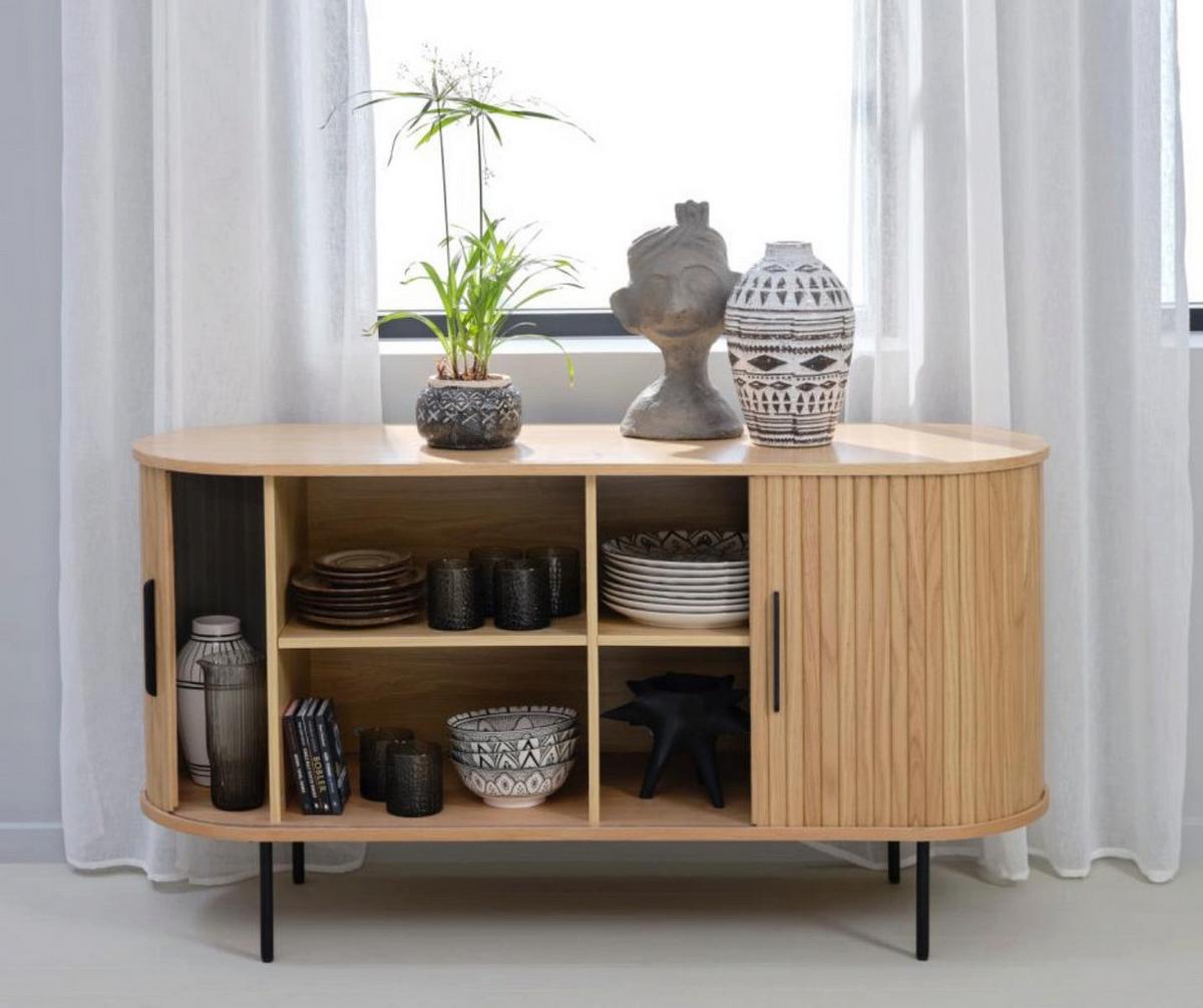 SIDEBOARD Gativel Eichefarben - Eichefarben/Schwarz, Holzwerkstoff/Kunststoff (140/76/45cm) - Selsey