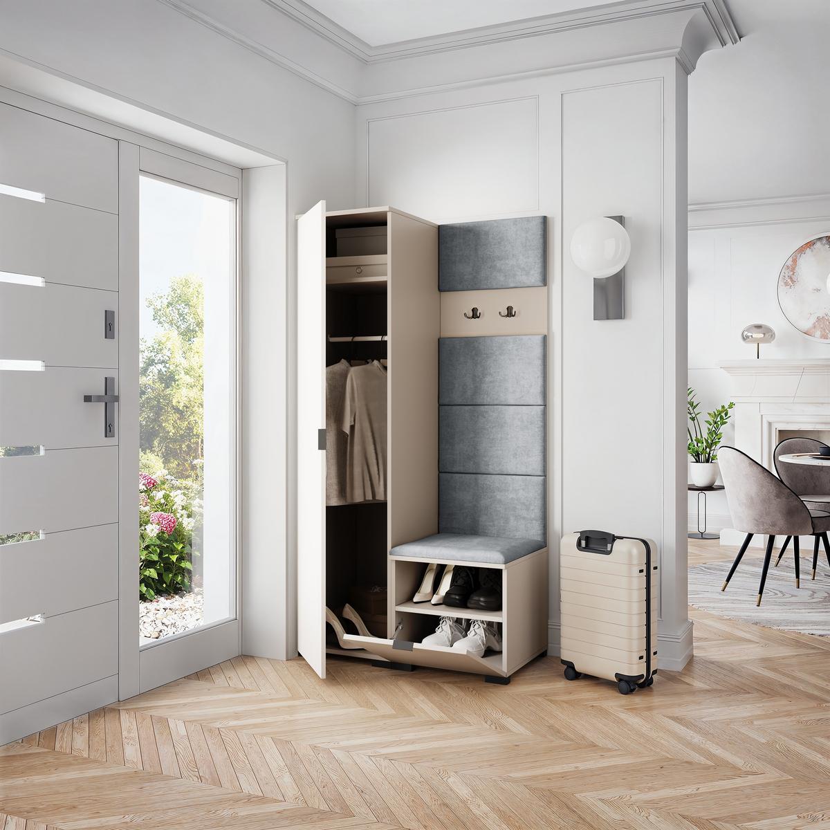 GARDEROBENSCHRANK LORI 95/181/51 cm Modern Kaschmir - Kaschmir/Hellgrau, Holzwerkstoff (95/181/51cm) - MASSENO
