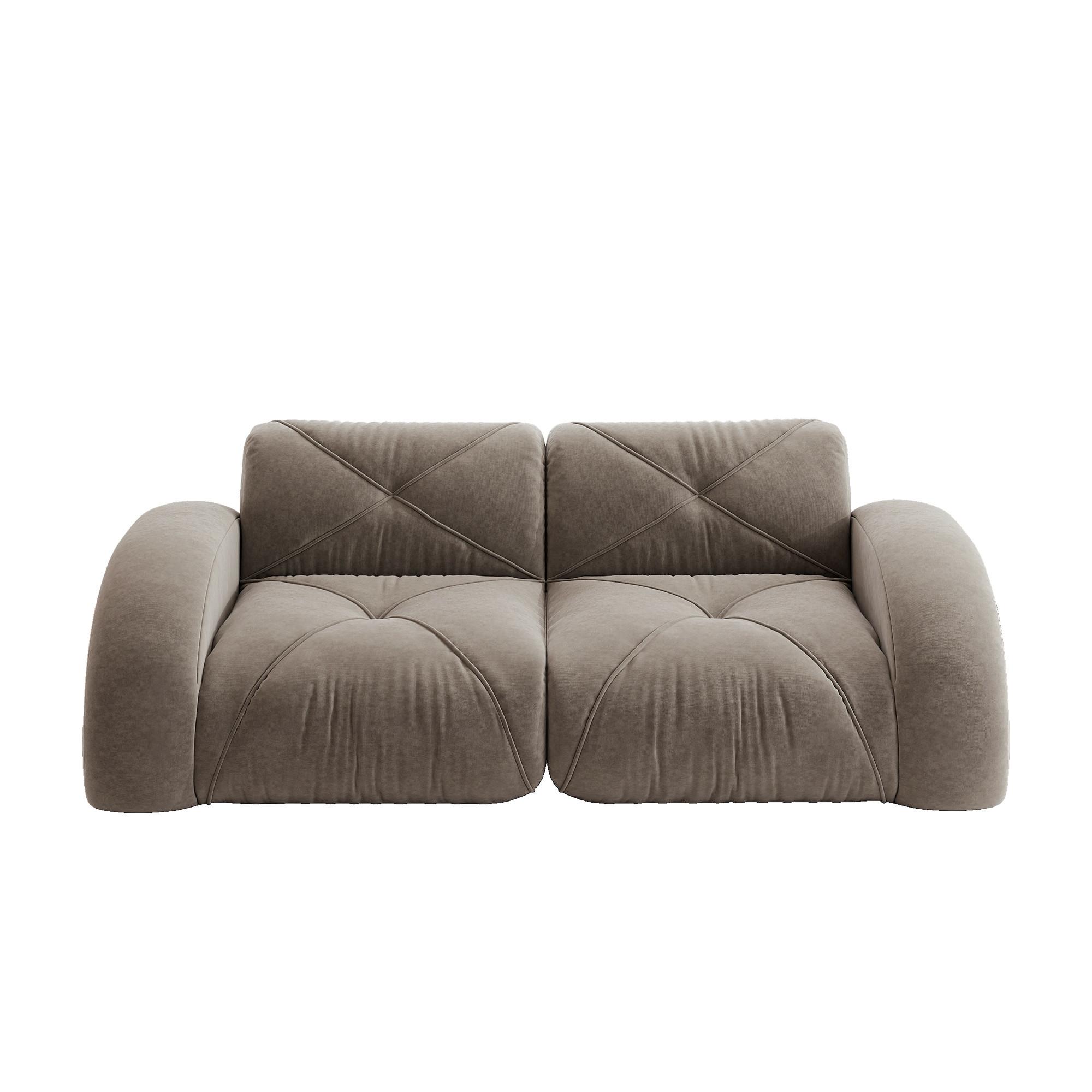 2-SITZER SOFA chenille modular & montagefrei - Walnussfarben, Textil (204/76/95cm) - Urban Meuble