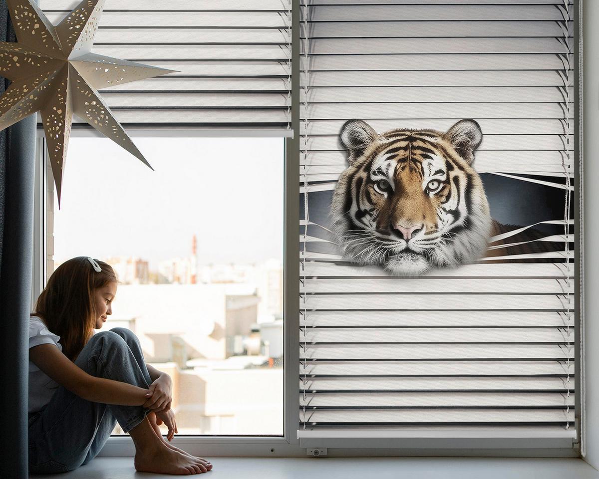 INNENROLLO - Fensterrollo - Rollo - 100x100 cm - Tiger - Grau, Kunststoff (100/100/0.5cm) - TULUP