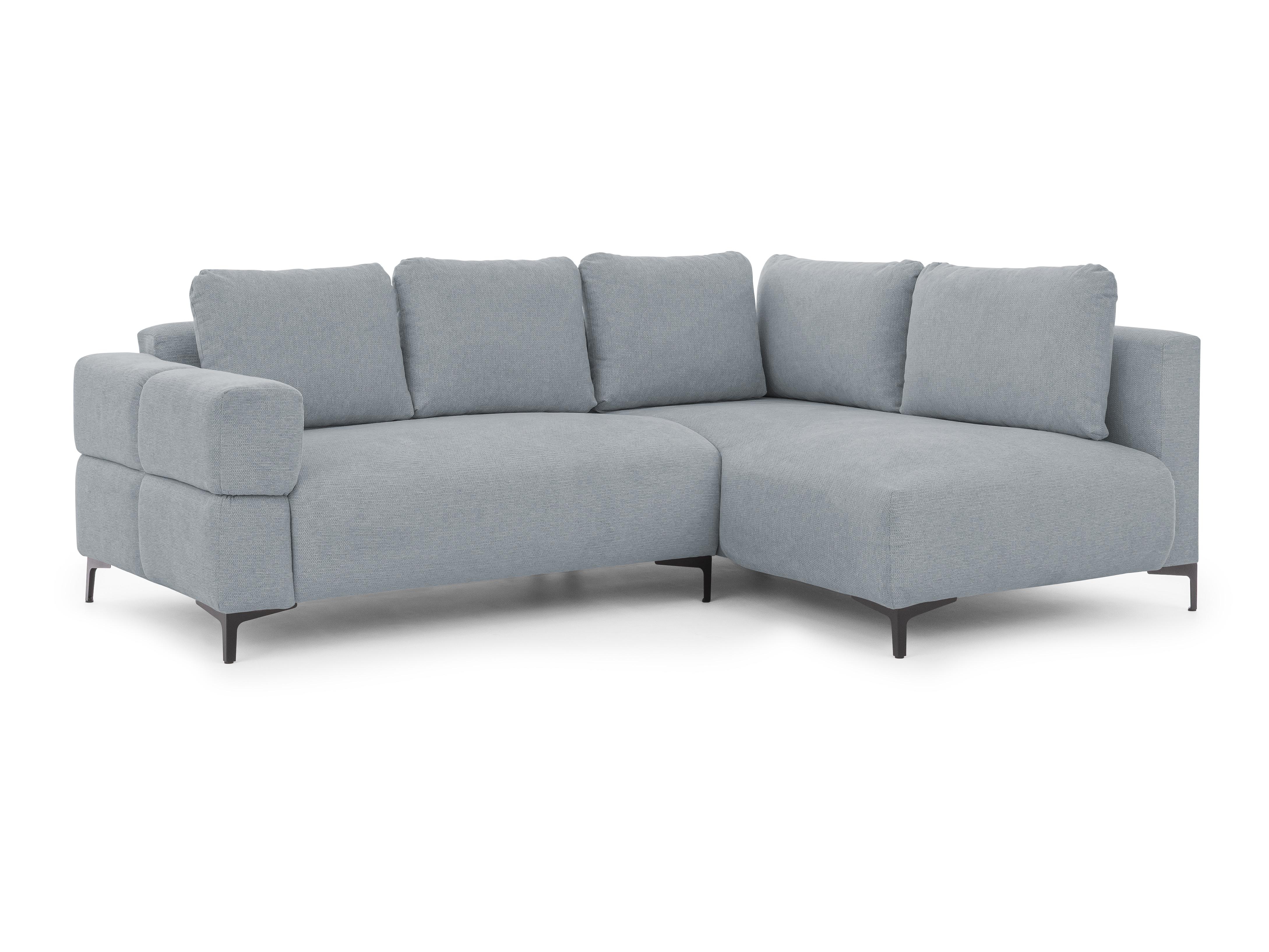 ECKSOFA Cardea in Bubble-Optik aus weichem Grau Strukturstoff mit hohem Sitzkomfort - Ottomane rechts - Schwarz/Grau, Holz/Textil (230/170cm) - S-Style