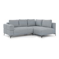 ECKSOFA Cardea in Bubble-Optik aus weichem Grau Strukturstoff mit hohem Sitzkomfort - Ottomane rechts - Schwarz/Grau, Holz/Textil (230/170cm) - S-Style