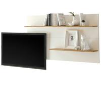 WANDREGAL weiß, Eiche Wotan 155 cm, Wandpaneel mit 2 variablen Regalböden - Eiche Wotan/Weiß, Holzwerkstoff/Metall (155/80/20cm) - Furn.Design
