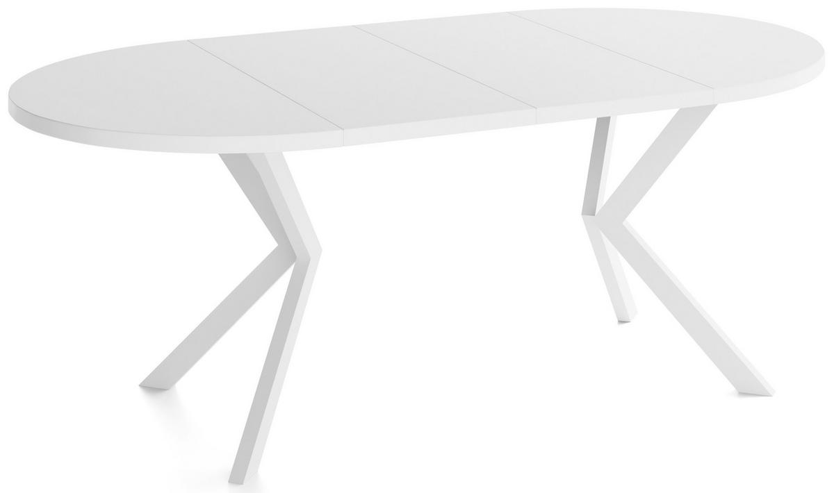 ESSTISCH Della runder ausziehbarer, Weiß 120-200/120/76 cm - Weiß, Holzwerkstoff/Metall (120/200/76cm) - WFL GROUP