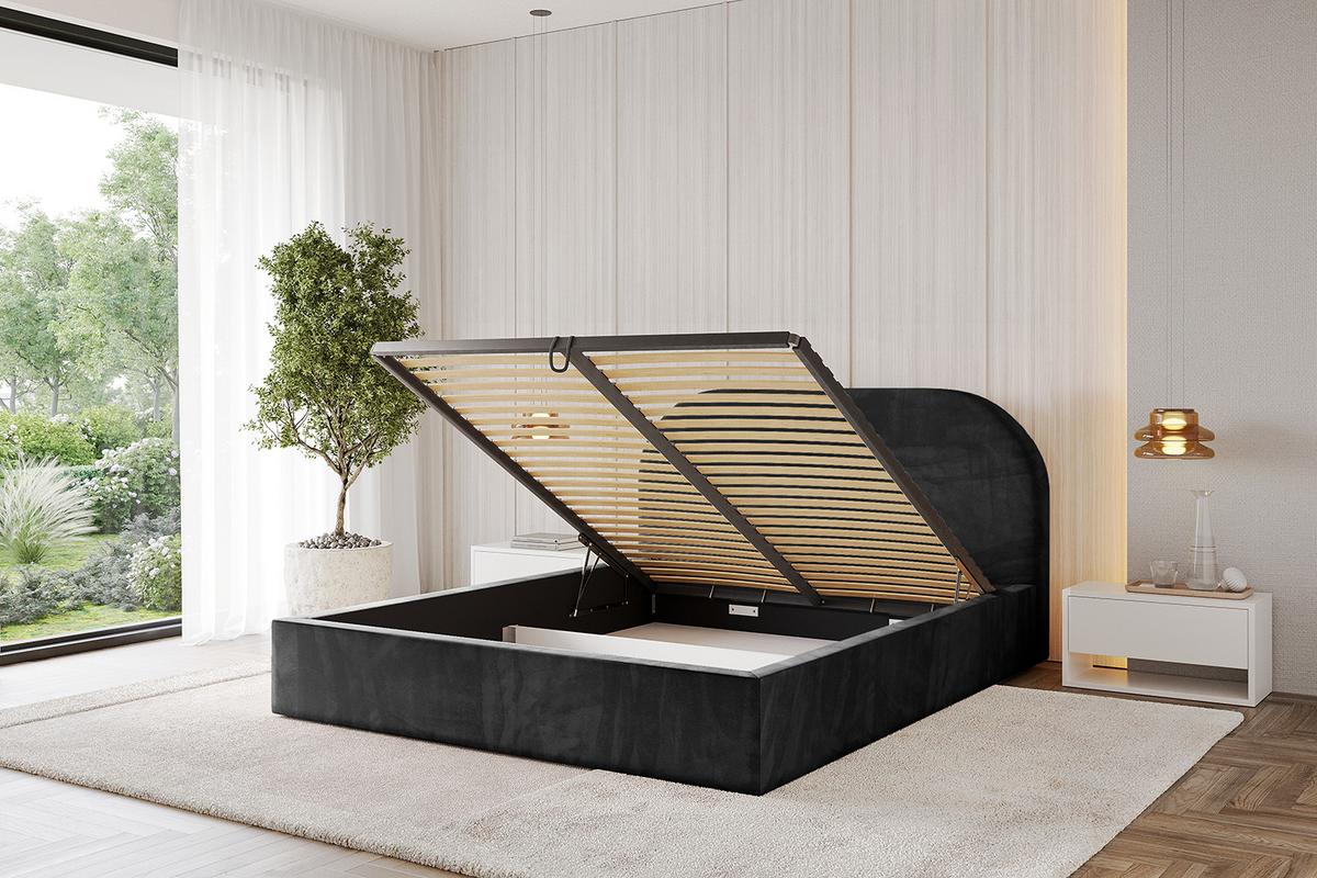 POLSTERBETT mit Bettkasten und Lattenrost, Boxbett ohne Matratze - TIVON 180x200 Schwarz - Schwarz, Holzwerkstoff/Textil (180/200cm) - ALTDECOR