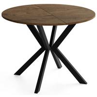 ESSTISCH Valio rund oval ausziehbar verlängerbar mit schwarzen Metallbeinen, Eiche Braun Rustikal 100-140/100/76 cm - Alteiche/Schwarz, Holzwerkstoff/Metall (100/140/76cm) - WFL GROUP