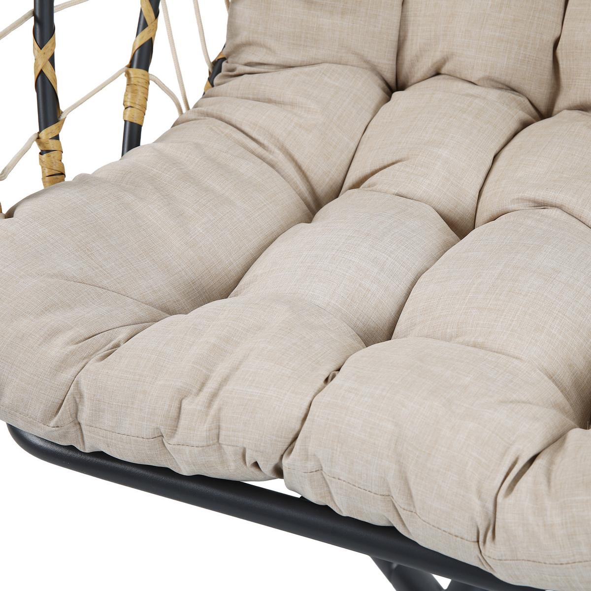 HÄNGESESSEL Mykonos mit stabiler Stahlrahmen, 109 cm, Beige - Beige, Metall (109/192/124cm) - Beautysofa