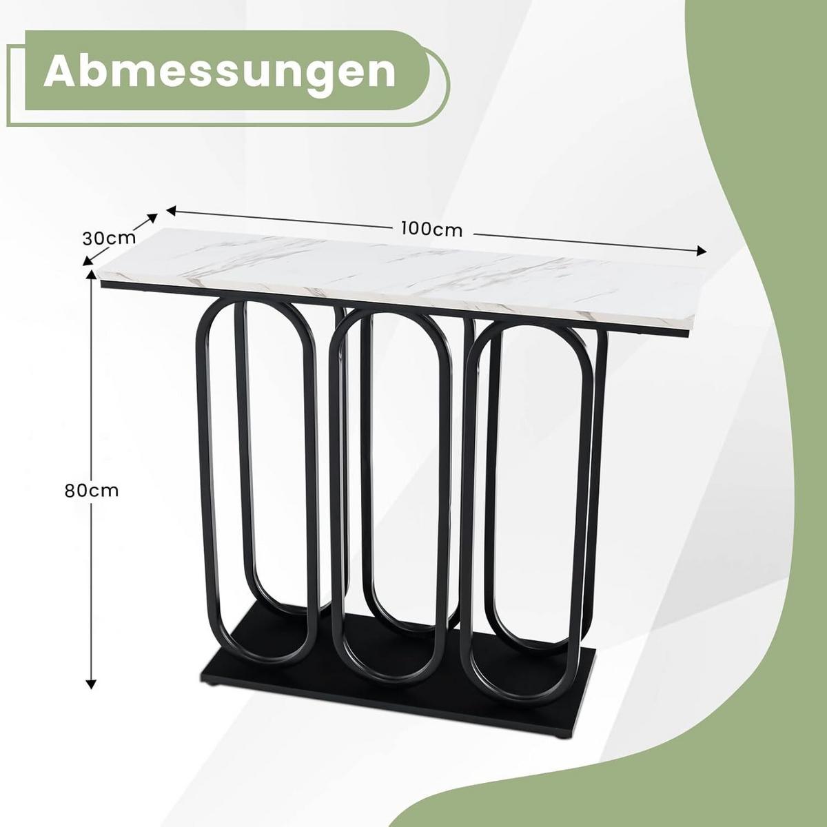 KONSOLENTISCH 80cm Weiß - Weiß, Holz (30/100/80cm) - COSTWAY