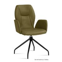 ARMLEHNSTUHL drehbar (2er-Set) Dorett 58x92x60 Schwarz/Olivgrün - Schwarz/Olivgrün, Kunststoff (60/92/58cm) - 58aufmkessel