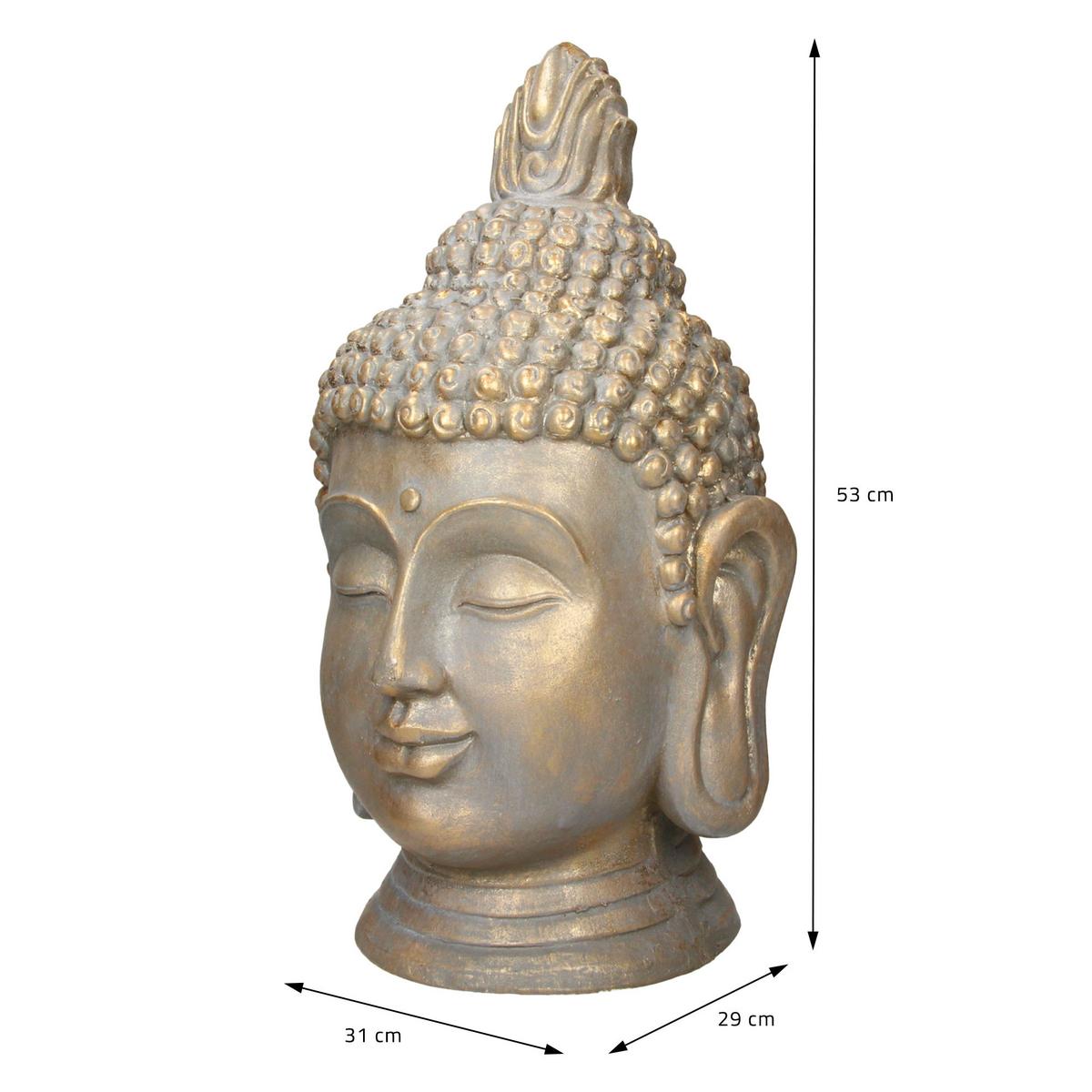 BUDDHA KOPF STATUE 53 cm Bronzeoptik aus Polyresin - Bronzefarben, Kunststoff (29/53/31cm) - ECD-Germany