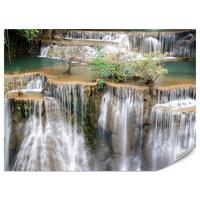 FOTOTAPETE für Wohnzimmer Wasserfall Panorama Pflanzen Natur 250x175 - Blau/Beige, Papier (250/175cm) - Muralo